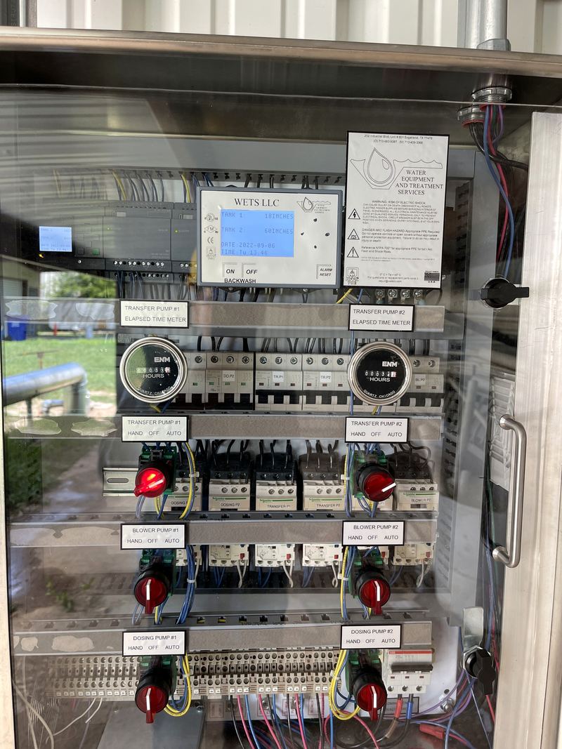 Custom control panel with Weintek HMI, meters and motor protection