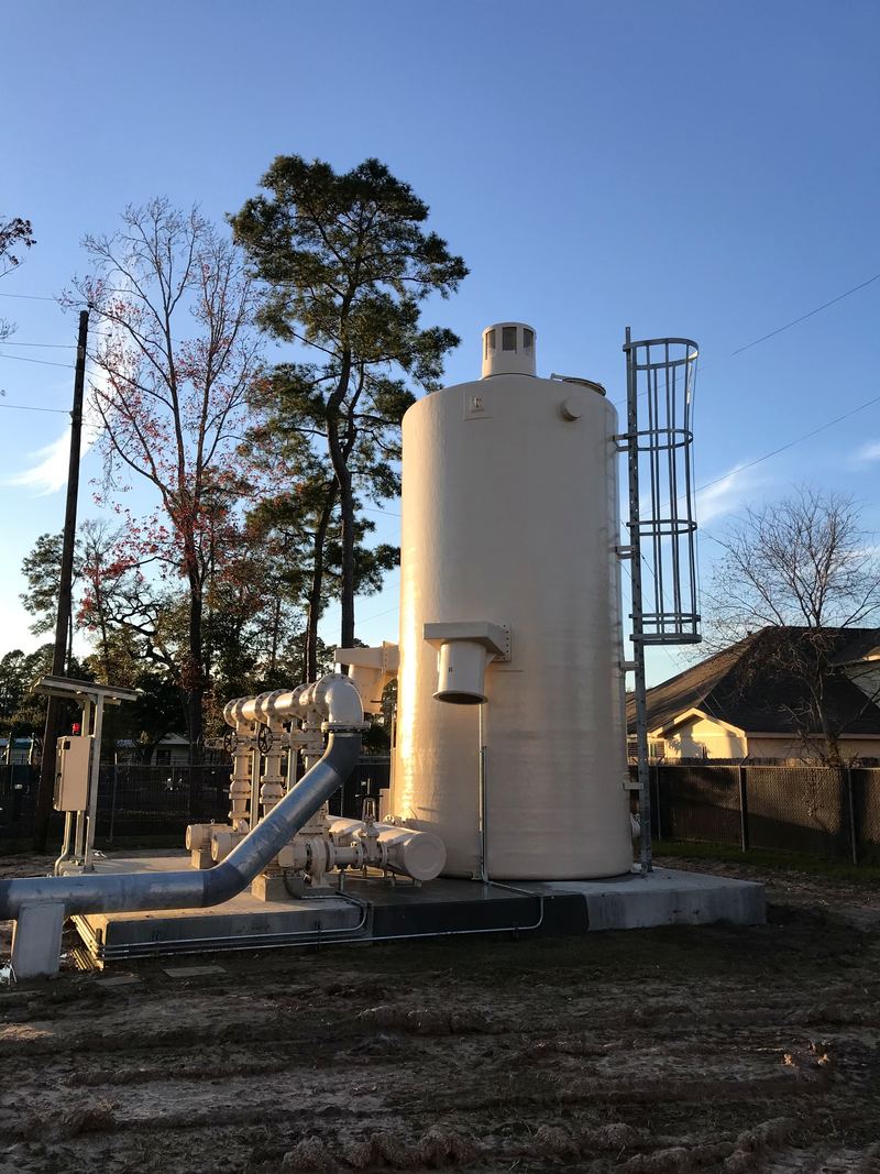 Newly installed treatment tank at a customer site